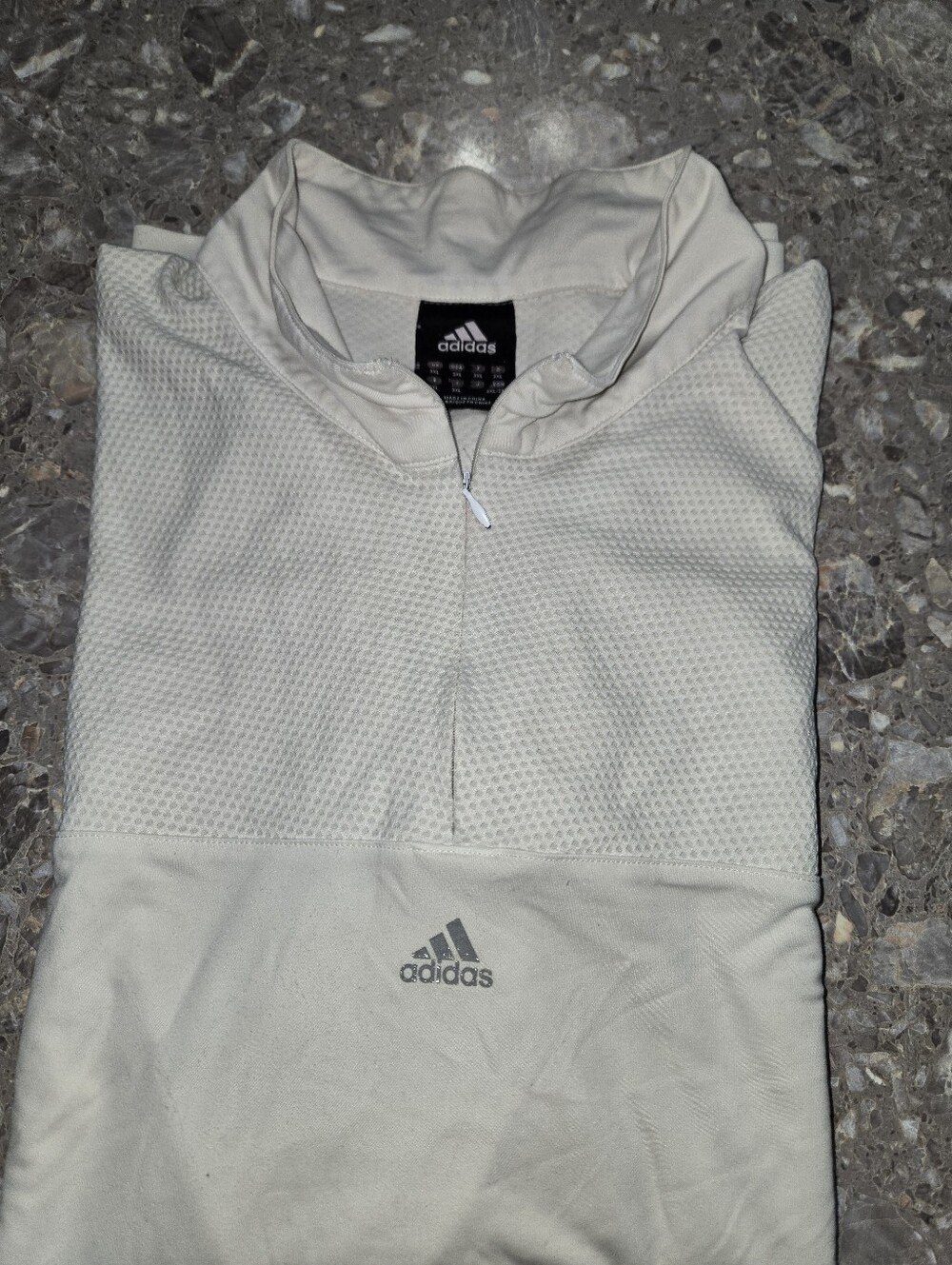 Mens 3XL Adidas Cream Quarter-Zip Pullover Top
